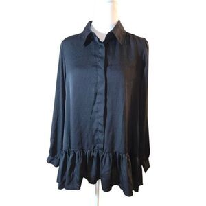 DG2 Diane Gilman Women's Size Small Black Hi-Low Blouse